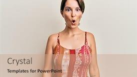  Presentation with hair dress - Colorful PPT theme enhanced with young-brunette-woman-with-short backdrop and a coral colored foreground