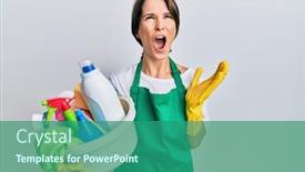  Presentation with hair - Cool new PPT layouts with young-brunette-woman-with-short backdrop and a ocean colored foreground