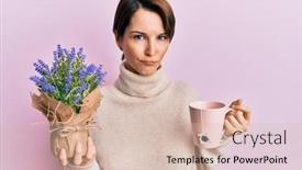  Presentation with drinking problem - Slide set enhanced with young-brunette-woman-with-short background and a lemonade colored foreground