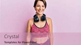  Presentation with sportswear - Amazing presentation theme having young-brunette-woman-with-short backdrop and a coral colored foreground