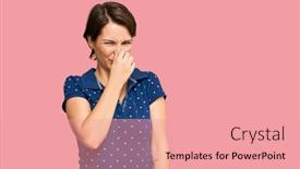  Presentation with short breath - Colorful presentation theme enhanced with young-brunette-woman-with-short backdrop and a coral colored foreground