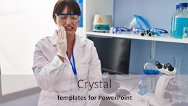  Presentation with dental laboratory - PPT layouts featuring young-brunette-woman-working background and a light gray colored foreground
