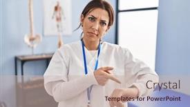  Presentation with recovery - Slide deck consisting of young-brunette-woman-working background and a soft green colored foreground