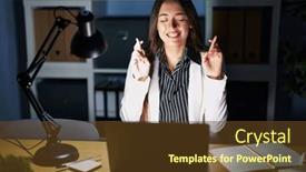  Presentation with hope - PPT theme consisting of young-brunette-woman-working background and a tawny brown colored foreground