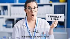  Presentation with cruelty - PPT layouts enhanced with young-brunette-woman-working background and a light blue colored foreground