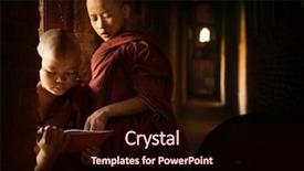  Presentation with beautiful nature in twilight - Presentation design featuring young buddhist novice monk reading background and a wine colored foreground