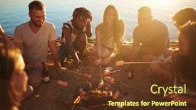  Presentation with campfire - Colorful presentation theme enhanced with young-buddies-roasting-sausages backdrop and a tawny brown colored foreground