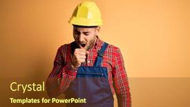  Presentation with safety construction - Amazing presentation having young-builder-man-wearing-construction backdrop and a tawny brown colored foreground