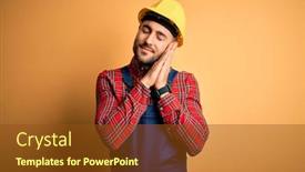  Presentation with safety construction - Presentation consisting of young-builder-man-wearing-construction background and a tawny brown colored foreground