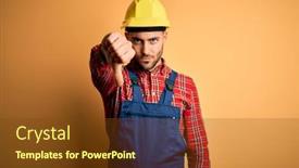  Presentation with safety construction - Colorful presentation theme enhanced with young-builder-man-wearing-construction backdrop and a tawny brown colored foreground