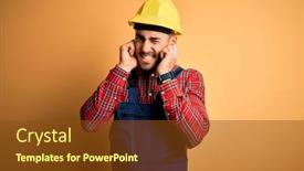  Presentation with safety construction - Slides consisting of young-builder-man-wearing-construction background and a tawny brown colored foreground