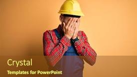  Presentation with safety construction - Audience pleasing presentation theme consisting of young-builder-man-wearing-construction backdrop and a tawny brown colored foreground