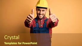  Presentation with safety construction - Slide set featuring young-builder-man-wearing-construction background and a tawny brown colored foreground