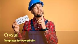  Presentation with builder - Presentation featuring young-builder-man-wearing-safety background and a tawny brown colored foreground