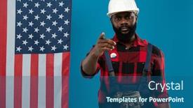  Presentation with african ethnicity - Colorful slide deck enhanced with young-builder-of-african-ethnicity backdrop and a ocean colored foreground