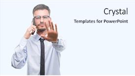  Presentation with child and adult talking - Beautiful PPT layouts featuring young business adult man talking backdrop and a  colored foreground