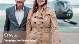  Presentation with helicopter - PPT theme enhanced with young-business-couple-near-private background and a coral colored foreground