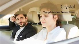  Presentation with mission - Audience pleasing theme consisting of young business couple on mission backdrop and a coral colored foreground