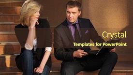  Presentation with steps - Colorful slides enhanced with young-business-couple-with-laptop backdrop and a tawny brown colored foreground
