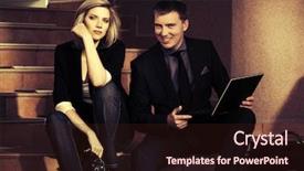  Presentation with steps - Beautiful PPT layouts featuring young business couple with laptop on the steps backdrop and a wine colored foreground