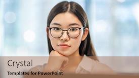  Presentation with lady - PPT layouts consisting of young-business-lady-working background and a coral colored foreground