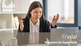  Presentation with lady - Theme consisting of young-business-lady-working background and a gray colored foreground
