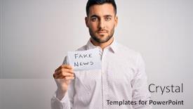  Presentation with news paper - Colorful presentation theme enhanced with young-business-man-holding-fake backdrop and a light gray colored foreground