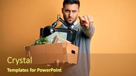  Presentation with front office - Slide set with young-business-man-holding-office background and a tawny brown colored foreground