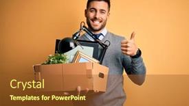  Presentation with young business man - PPT theme having young-business-man-holding-office background and a tawny brown colored foreground