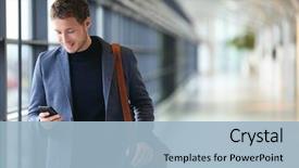  Presentation with business casual - Theme having young business man in airport background and a light blue colored foreground