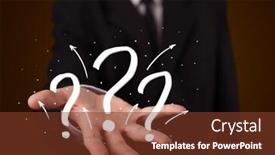  Presentation with question marks - Presentation theme featuring young business man in suit presenting hand drawn question marks background and a tawny brown colored foreground