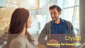  Presentation with atmosphere - Theme enhanced with young-business-man-is-standing background and a  colored foreground