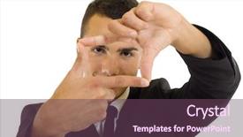  Presentation with egyptian man in make up - PPT theme enhanced with young business man making hand background and a tawny brown colored foreground