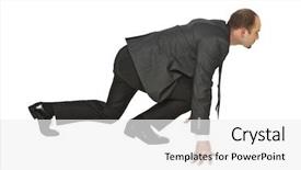  Presentation with prize - Slides with young business man running background and a white colored foreground