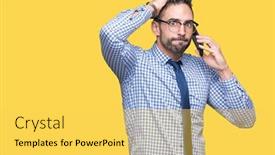  Presentation with young business man - PPT theme having young business man talking background and a yellow colored foreground