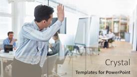  Presentation with business plan - Presentation theme consisting of young-business-man-waves background and a soft green colored foreground