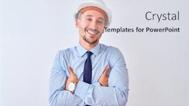  Presentation with contractor - Presentation featuring young-business-man-wearing-contractor background and a sky blue colored foreground
