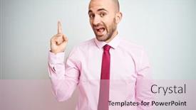  Presentation with pink business - Slide set having young business man wearing pink tie over isolated background pointing finger up with successful idea exited and happy number one background and a lemonade colored foreground
