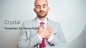  Presentation with purple business - Presentation theme with young-business-man-wearing-suit background and a light gray colored foreground