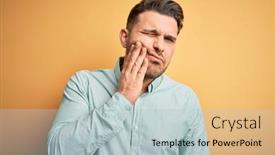  Presentation with illness - PPT theme featuring young-business-man-with-blue background and a light blue colored foreground