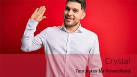  Presentation with business hello - Presentation design featuring young-business-man-with-blue background and a red colored foreground