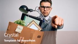  Presentation with front office - PPT layouts enhanced with young-business-man-with-blue background and a coral colored foreground