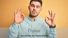  Presentation with meditation green - Theme featuring young-business-man-with-blue background and a light blue colored foreground