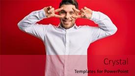  Presentation with blue eyes technology - Audience pleasing PPT theme consisting of young-business-man-with-blue backdrop and a crimson colored foreground