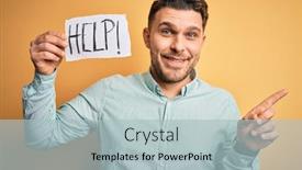  Presentation with yellow paper - PPT theme having young-business-man-with-blue background and a light blue colored foreground