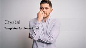  Presentation with young business man - Slide set enhanced with young-business-man-with-blue background and a light gray colored foreground