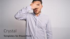  Presentation with blue eyes technology - Cool new slides with young-business-man-with-blue backdrop and a light gray colored foreground