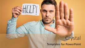  Presentation with yellow paper - Colorful PPT theme enhanced with young-business-man-with-blue backdrop and a yellow colored foreground