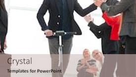  Presentation with electric scooter - Audience pleasing PPT layouts consisting of young-business-man backdrop and a mint green colored foreground