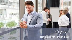  Presentation with sms - Slide set consisting of young-business-man background and a gray colored foreground